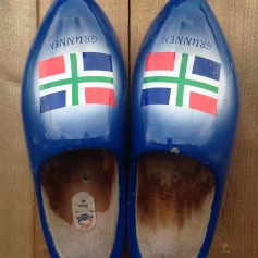 Wooden shoes with our flag
